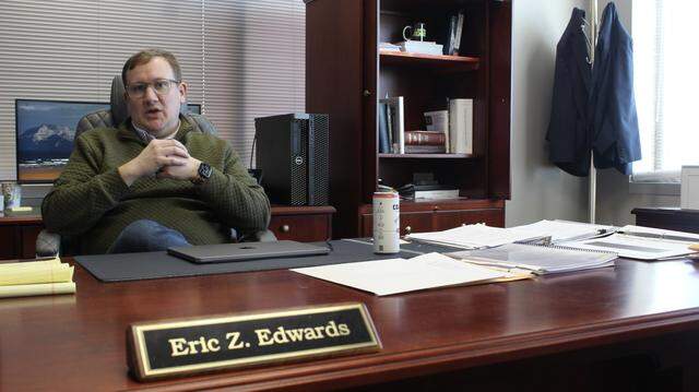 Houston County District Attorney Eric Edwards said he consented for Jessie James Askew Jr. to be released from his life sentence during an interview with The Telegraph on Friday, March, 13, 2026, in his office at the Houston County Superior Courthouse, 201 Perry Parkway in Perry, Ga.